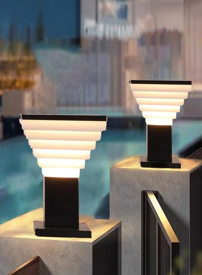 SINOMAN مصباح بوابة سينومان معدني وبولي كربونات مقاوم للماء للمنزل | مصابيح بوابة رئيسية | إضاءة خارجية للحديقة | مصابيح عمودية (GL ديلوكس، عبوة من قطعتين) المصباح غير متضمن - Image 1